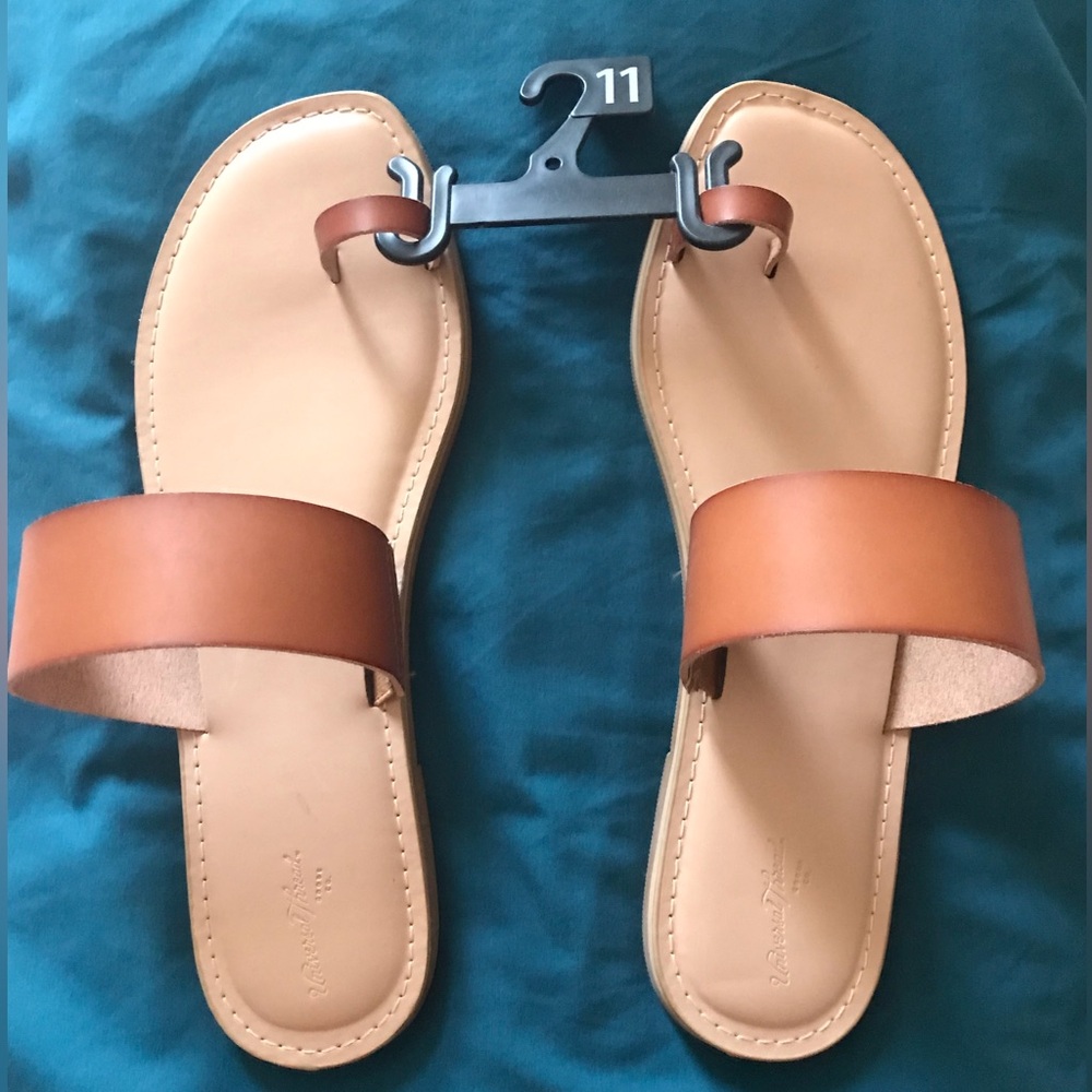 Women’s Tan Leather Slide Sandals